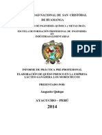 Informe de Práctica Pre-Profesional ELABORACIÓN DE QUESO FRESCO