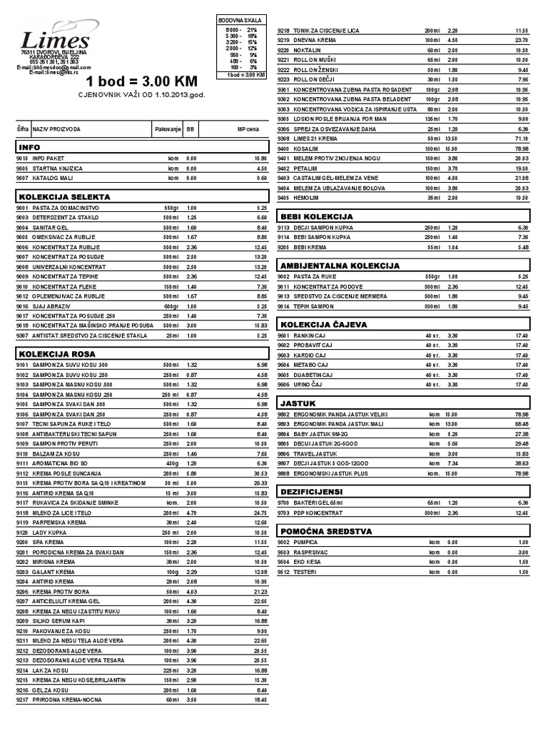 Limes BIH Cjenovnik PDF