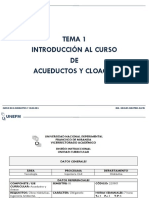 Tema 1. Introducción Al Curso Deacueductos y Cloacas