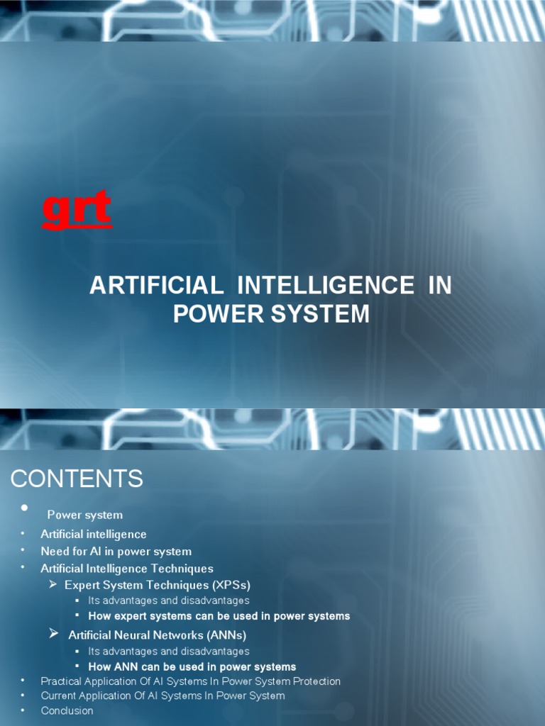 AI Applications in Power Systems | PDF | Artificial Intelligence ...
