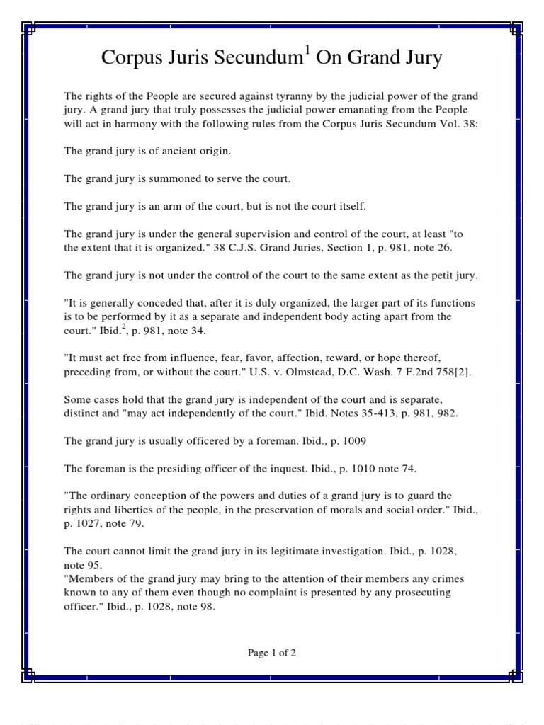 Grand Jury Powers and Responsibilities PDF Grand Jury Law