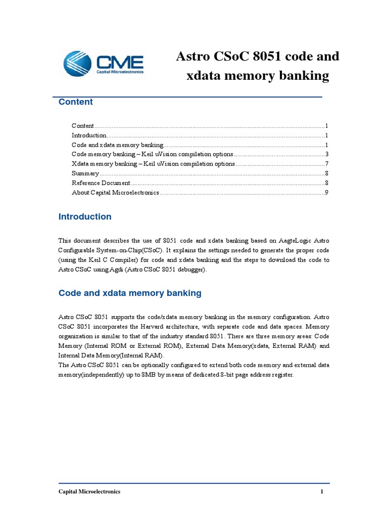 Astro CSoC 8051 Memory Banking Guide | PDF | Computer Architecture ...