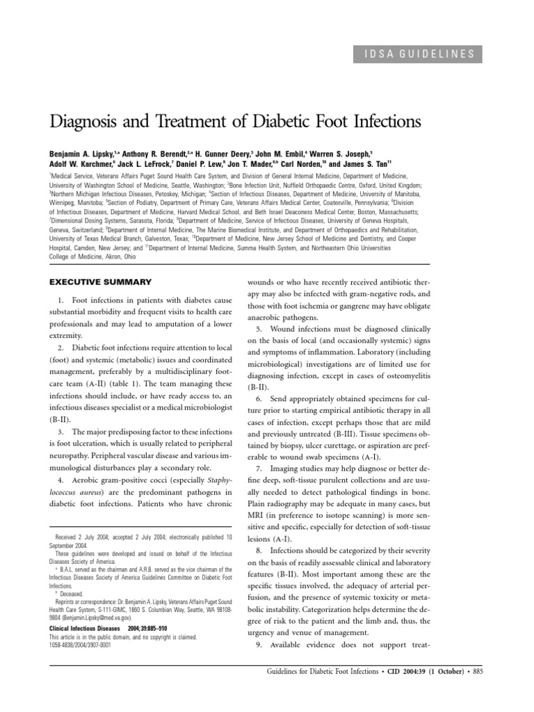 DFI IDSA Guideline Infection Public Health