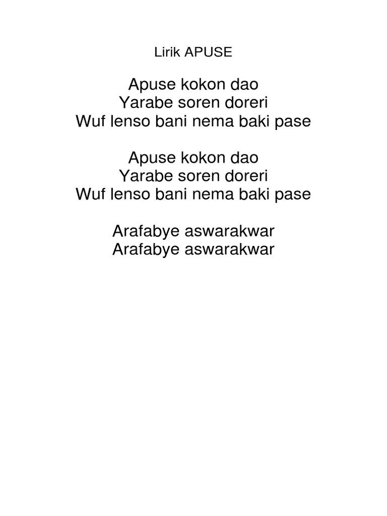 Gambar Lirik Lagu Apuse