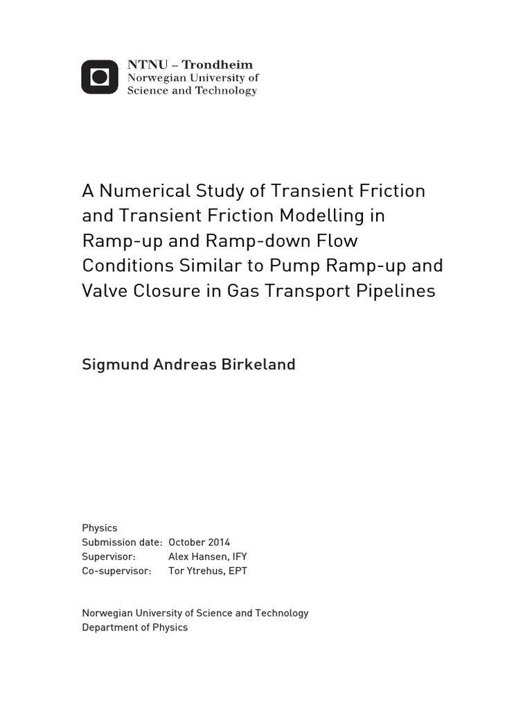 Gas Pipeline Transient Friction Study | PDF | Fluid Dynamics | Turbulence