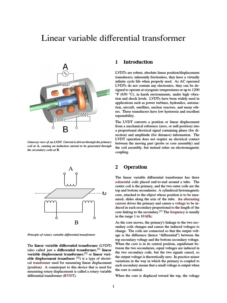 Linear Variable Differential Transformer | PDF | Magnetism | Electrical ...