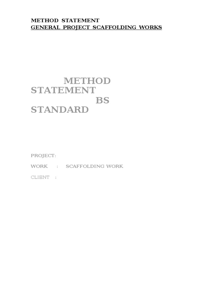 Scaffolding Method Statement Overview | PDF | Scaffolding | Pipe (Fluid ...