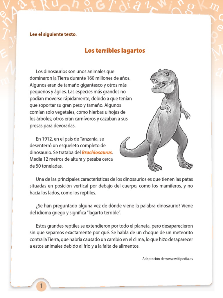 Texto Informativo PDF | PDF | Dinosaurios | Tierra