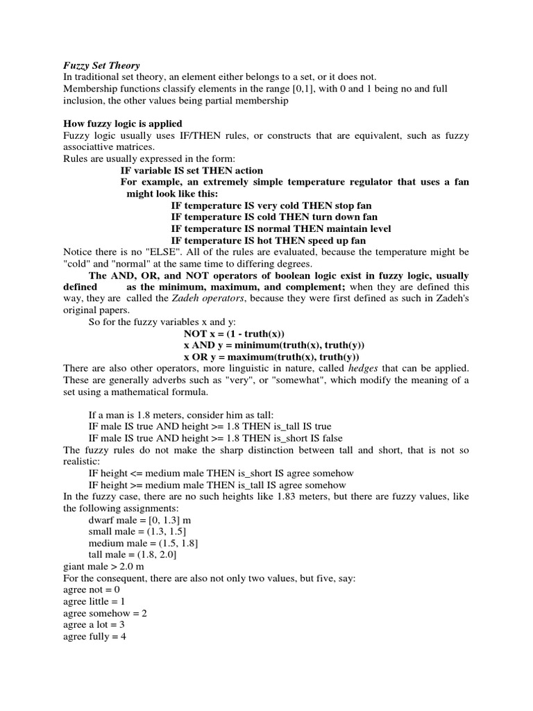 Understanding Fuzzy Set Theory and Logic | PDF | Fuzzy Logic ...