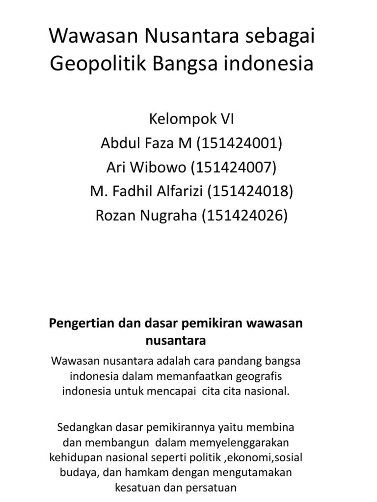 Wawasan Nusantara Sebagai Geopolitik Bangsa Indonesia
