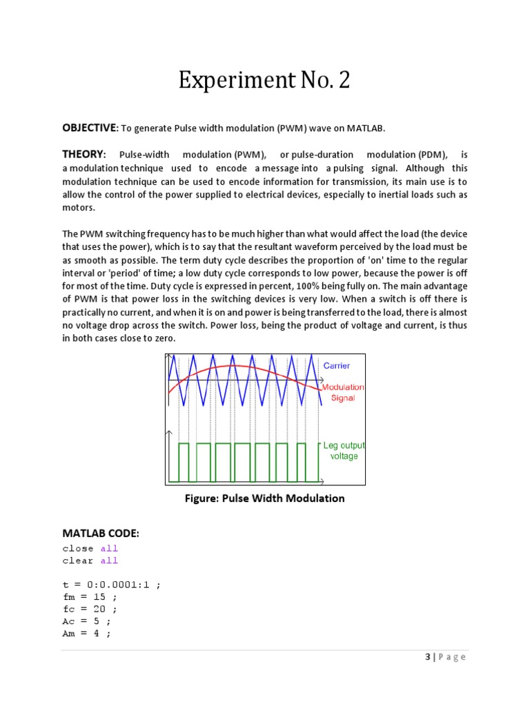 Generate PWM Wave Using MATLAB | PDF