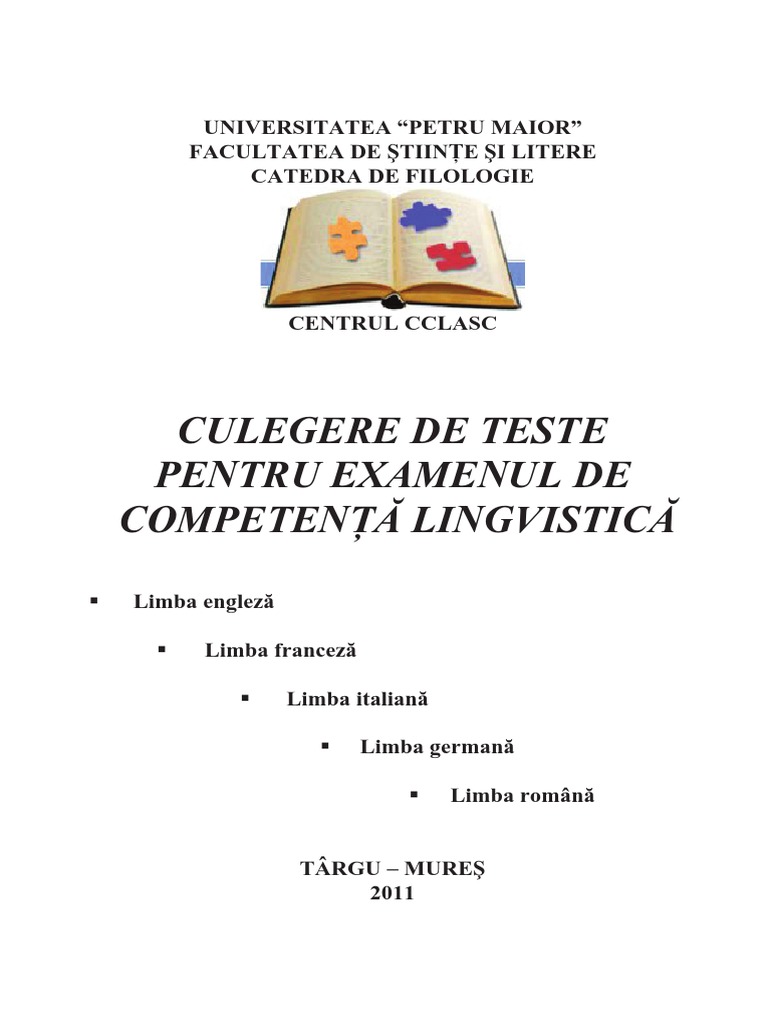 Culegere Teste Competenta Lingvistica Pdf