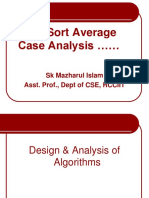 Quick Sort Average Case Analysis : SK Mazharul Islam Asst. Prof., Dept of CSE, RCCIIT