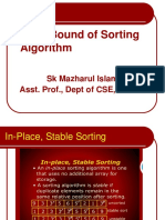 Lower Bound of Sorting Algorithm: SK Mazharul Islam Asst. Prof., Dept of CSE, RCCIIT