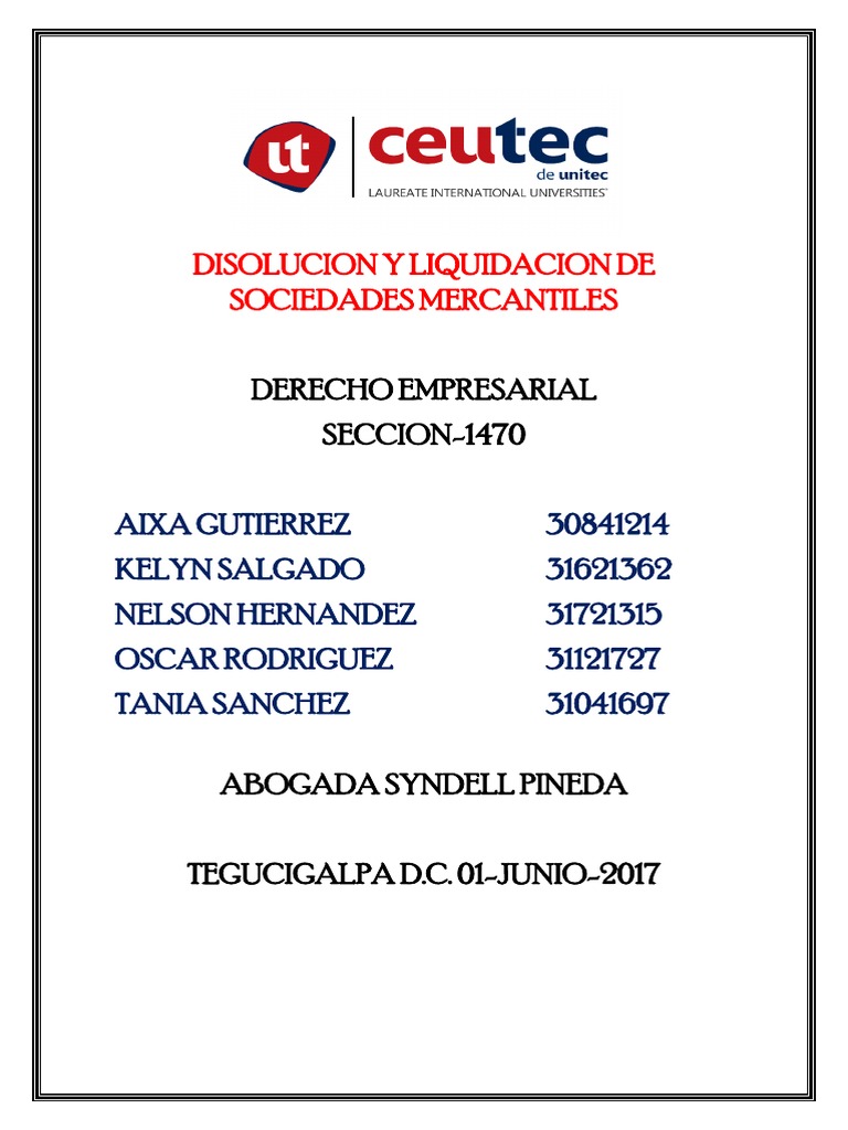 Disolucion Y Liquidacion De Sociedades Mercantiles Pdf Sociedad De