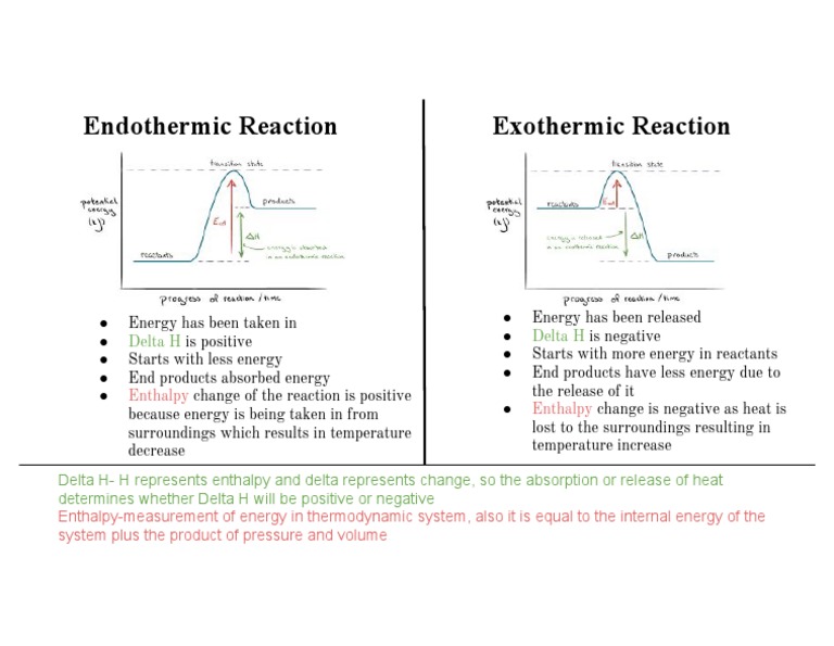 Endothermic Reaction Exothermic Reaction Delta H Delta H PDF