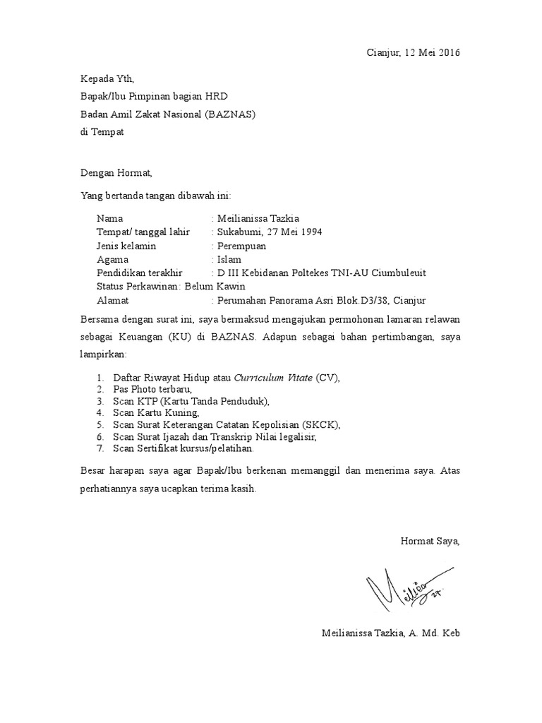 Surat Lamaran Kerja