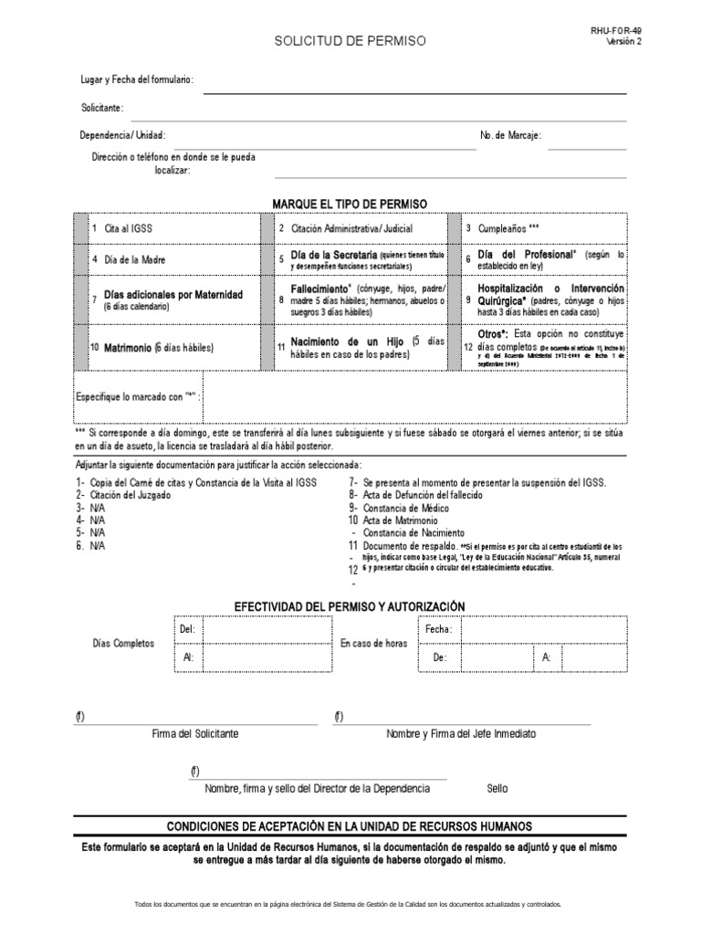 Formato De Permiso Para Docentes Sucre