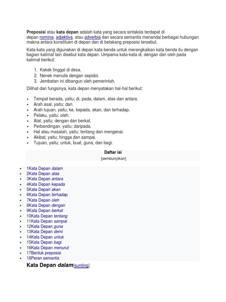 Preposisi Kata Depan Pdf