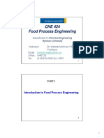 CHE 424 Food Process Engineering: Department of Chemical Engineering