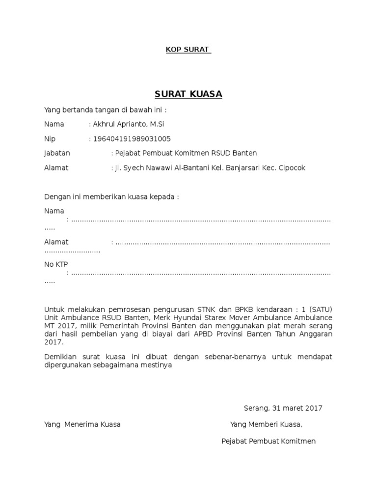 Contoh Surat Kuasa Kendaraan Bermotor Simak Gambar Berikut