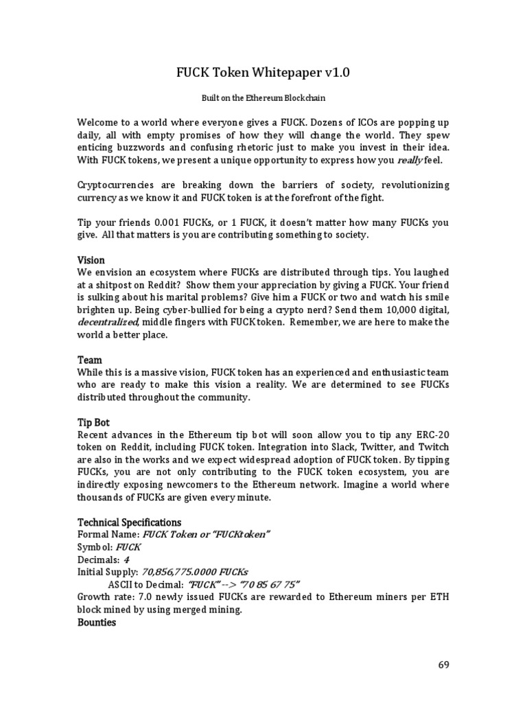 FUCK Token Whitepaper V1 | PDF | Twitter | Business
