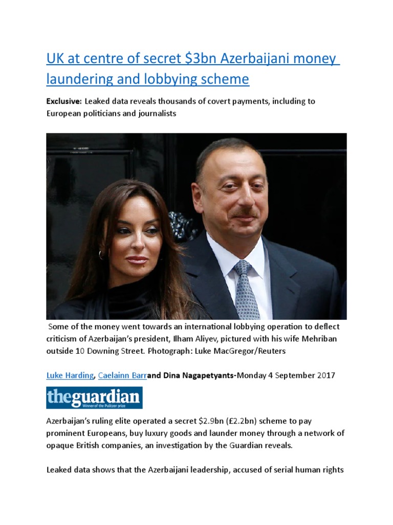 Image result for UK at centre of secret $3bn Azerbaijani money laundering and lobbying scheme