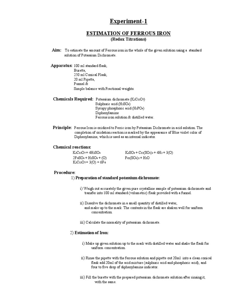 Chemistry Manule With Viva Questions PDF PDF Titration Chemistry