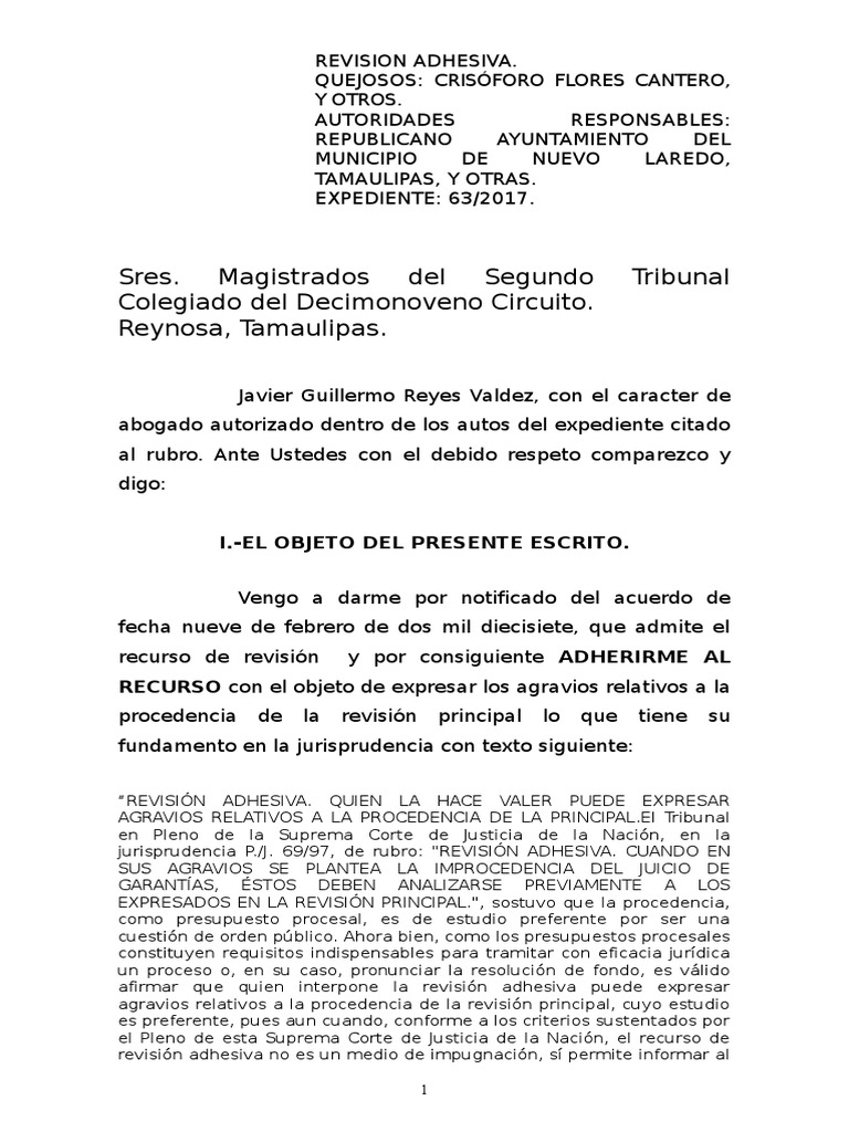 Revision Adhesiva Jorge Padron | PDF | Caso de ley | Sentencia (ley)