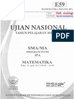 Pembahasan Soal UN Matematika SMA Program IPA 2012 Paket E59 Zona D