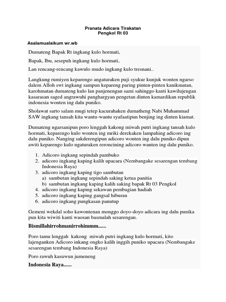 Teks Pembawa Acara Jaranan Kumpulan Contoh Teks Mc