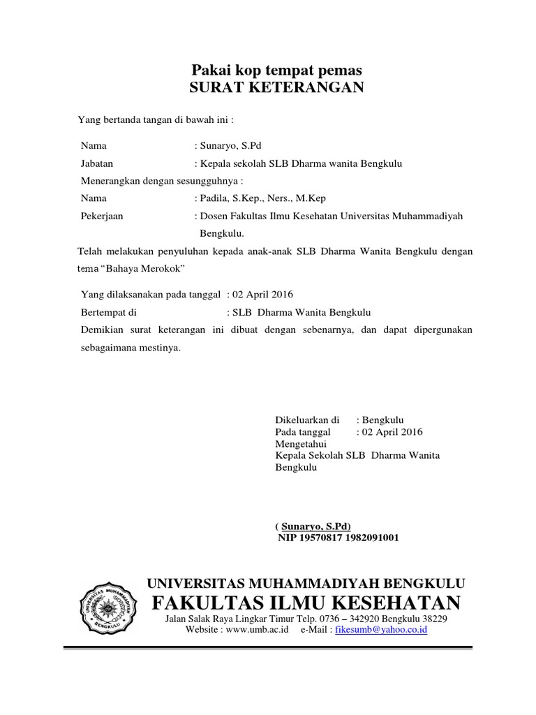 Surat Keterangan Dosen