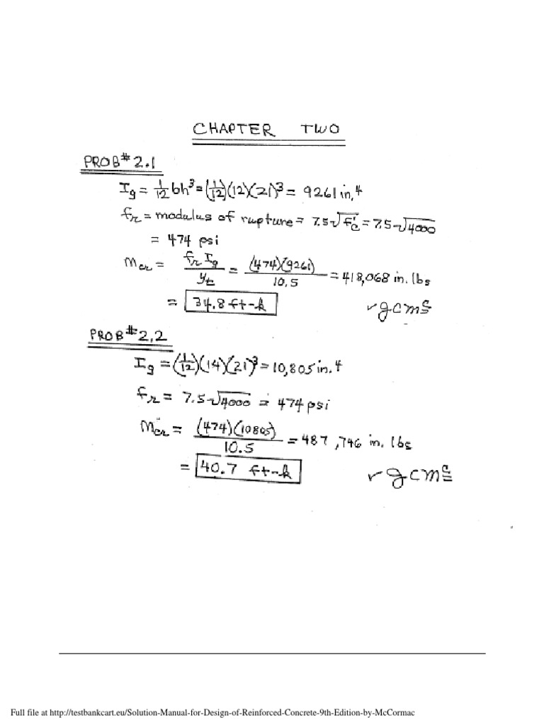 Solution Manual for Design of Reinforced Concrete 9th Edition by McCormac | Civil  Engineering | Mechanical Engineering