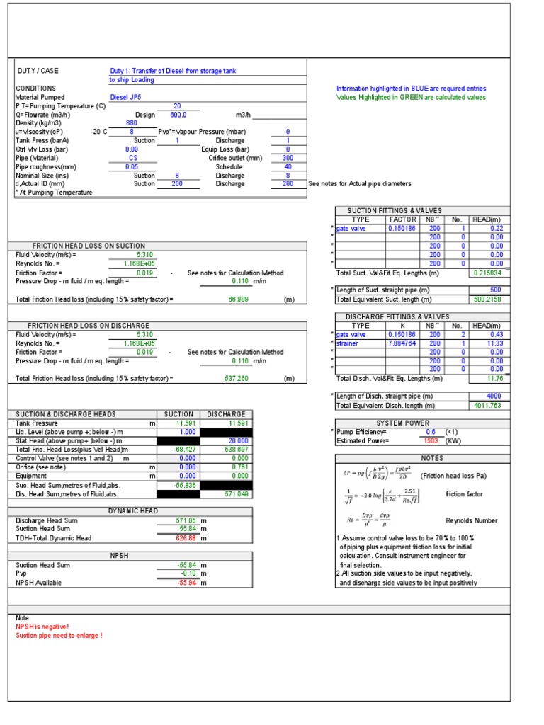 JP5 Pump Calculation PDF Hydraulics Pump