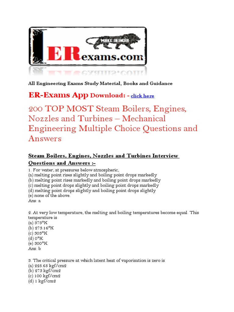 200 TOP MOST Steam Boilers, Engines, Nozzles and Turbines Mechanical