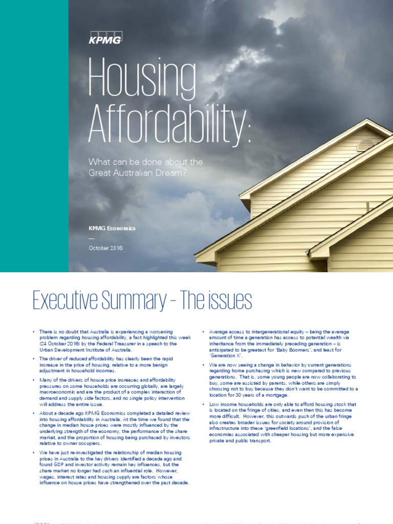 Housing Affordability Great Australian Dream | PDF | Affordable Housing ...