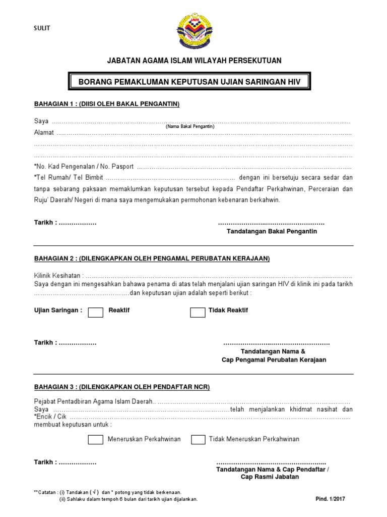 borang ujian saringan hiv wilayah persekutuan Molly Ross