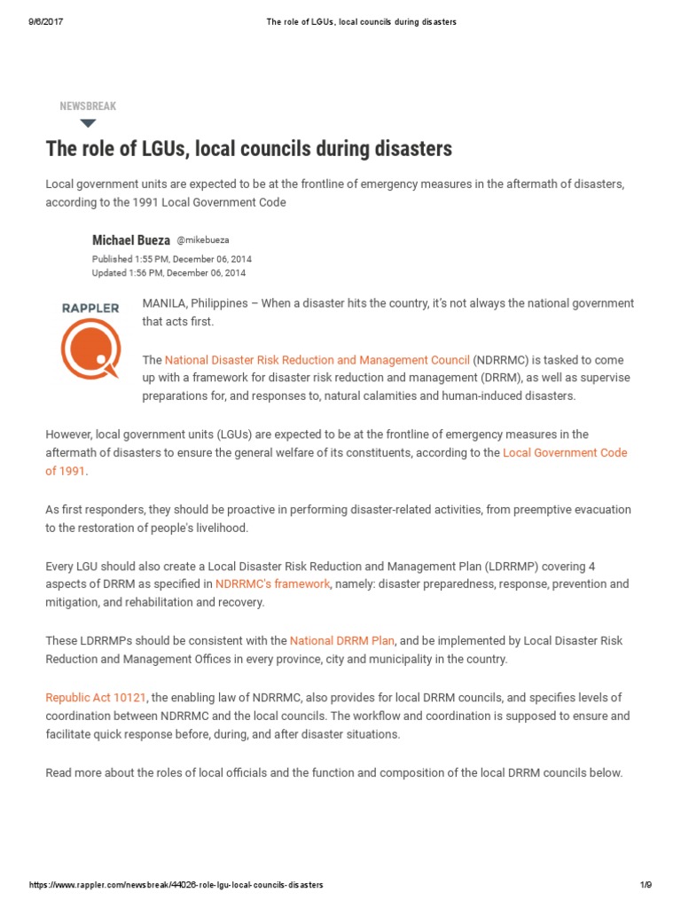 LGUs' Role in Disaster Response | PDF | Emergency Management | Government