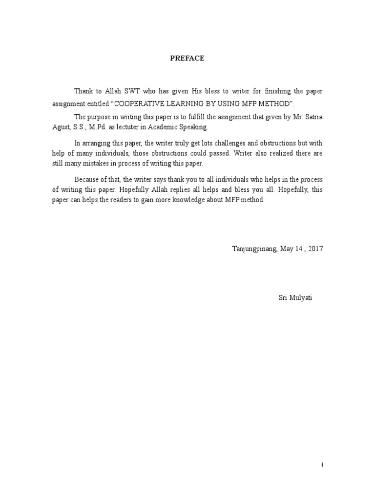 Preface for Cooperative Learning Paper | PDF