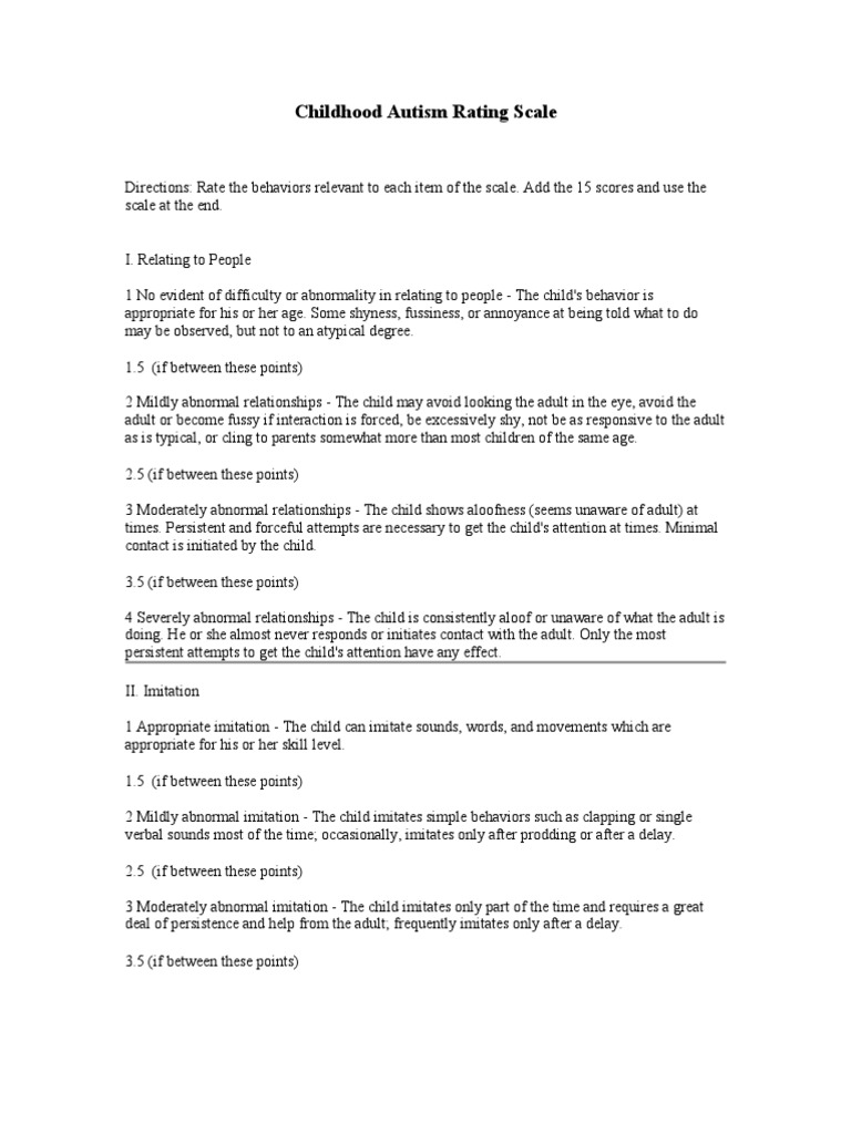 Childhood Autism Rating Scale Guide | PDF | Imitation | Autism