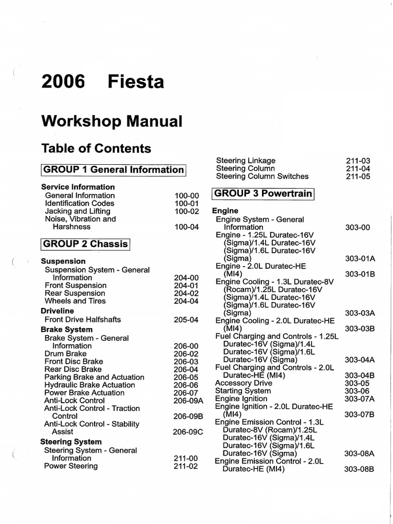FORD FIESTA OWNERS WORKSHOP MANUAL 2008 TO 2012 PDF visual data 2