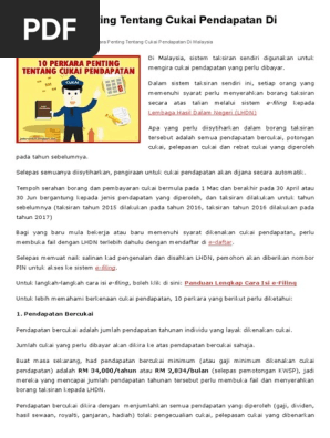 10 Perkara Penting Tentang Cukai Pendapatan Di Malaysia Jom Urus Duit Pdf