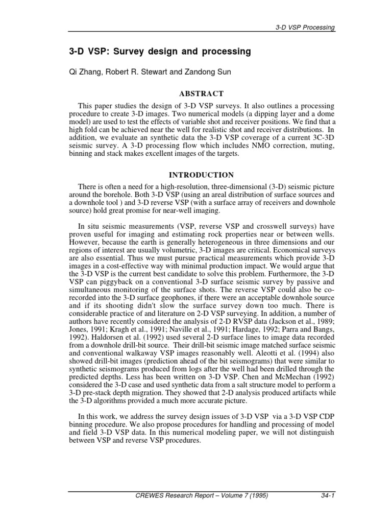 3-D VSP Survey Design and Processing | PDF | Seismology | Reflection ...