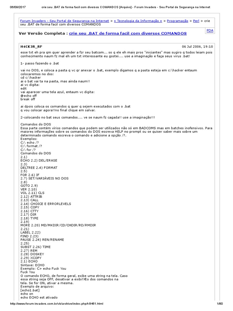 Crie Seu Bat | PDF | Macro (Ciência da Computação) | Microsoft Windows