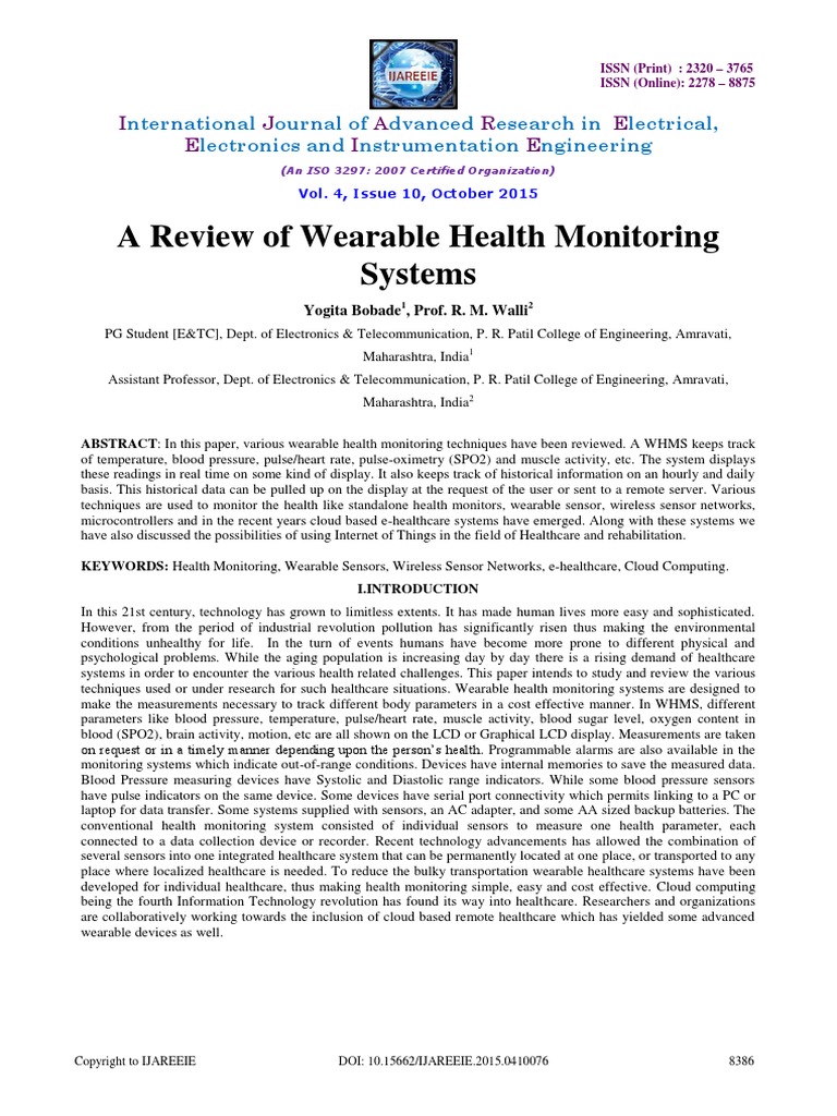 A Review of Wearable Health Monitoring Systems | PDF | Monitoring ...