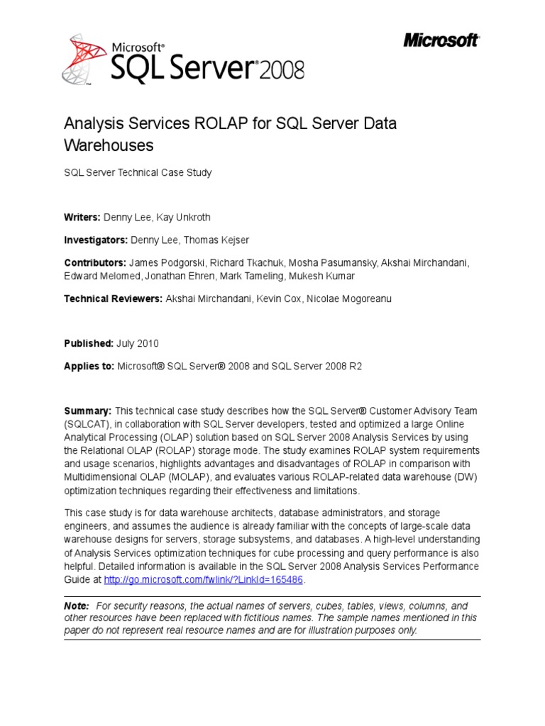 Ssas Rolap For SQL Server | PDF | Microsoft Sql Server | Database Index