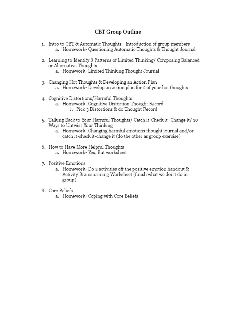 Cbt session outline