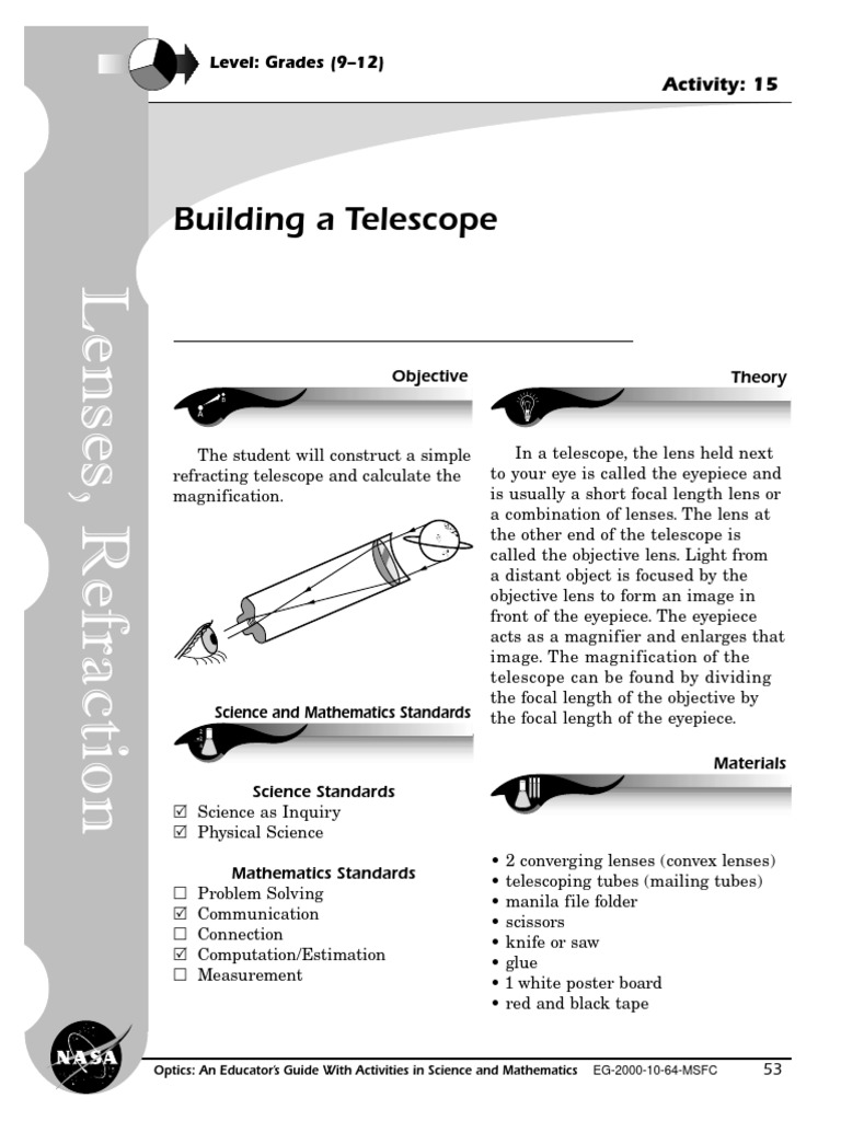 Build a Simple Refracting Telescope | PDF | Lens (Optics) | Optical Devices