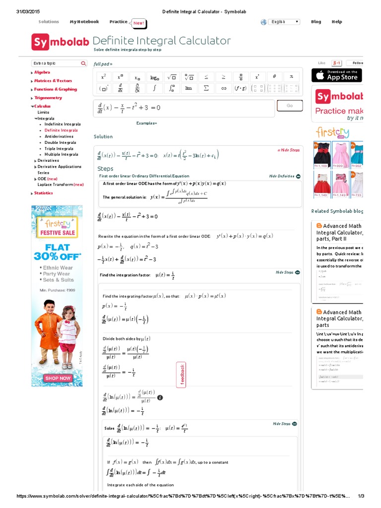 Definite integral calculator symbolab download free pdf integral