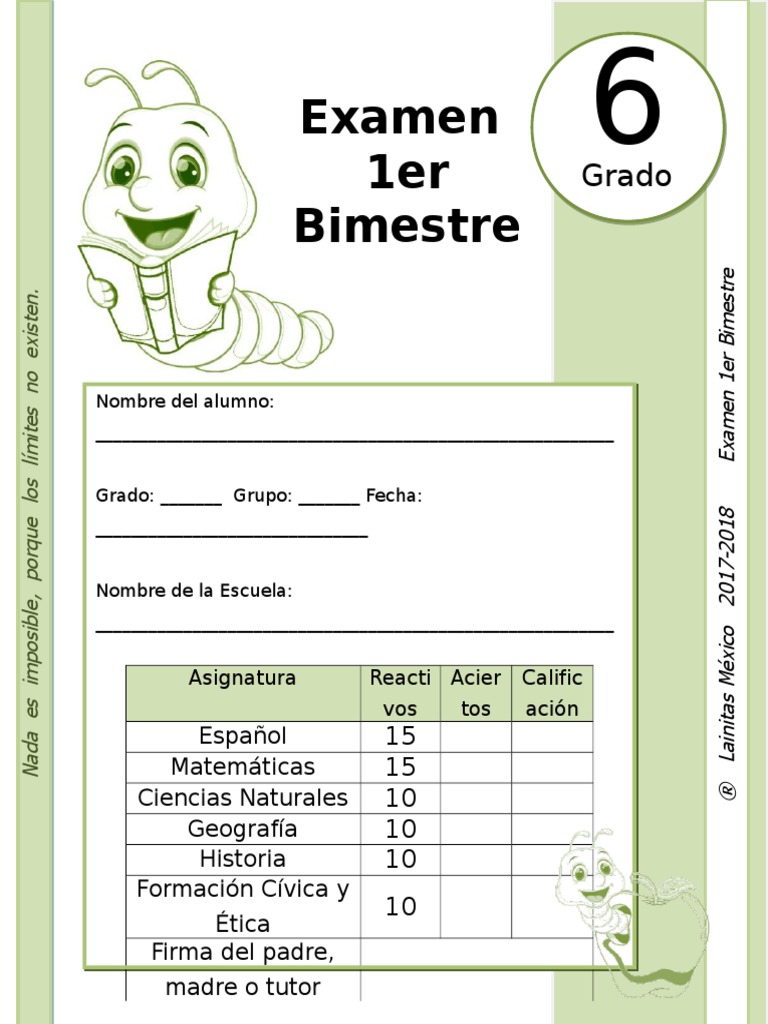 6to Grado - Examen Bloque 1 (2017-2018) | PDF | Sistema de información ...